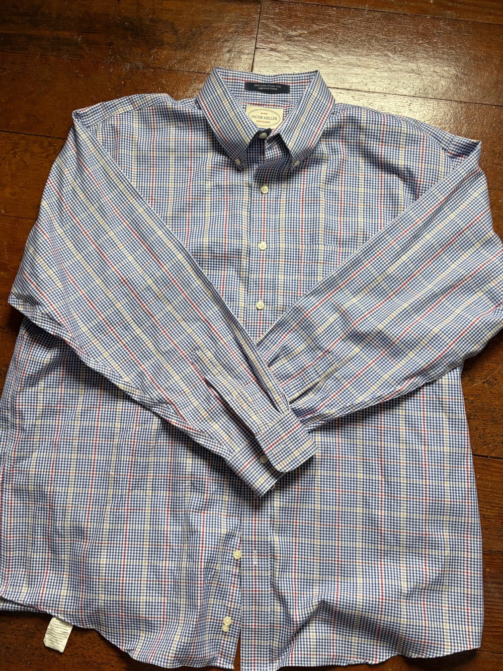 Men's Blue Multi-Check Button-Down Shirt